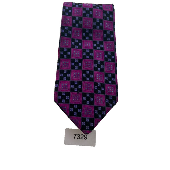 Robert Talbott Mens Tie Purple Square Geometric Silk HandSewn Embroidered - Picture 1 of 8